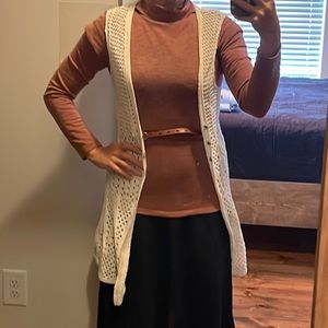 Anthropologie Knitted & Knotted Cream Sweater Vest XS